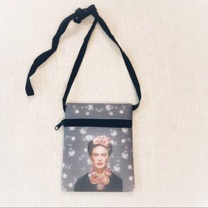Small Frida Kahlo ribbon strap purse.